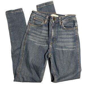 Sandro Paris Button Leg Ankle Skinny Blue Jeans Preppy